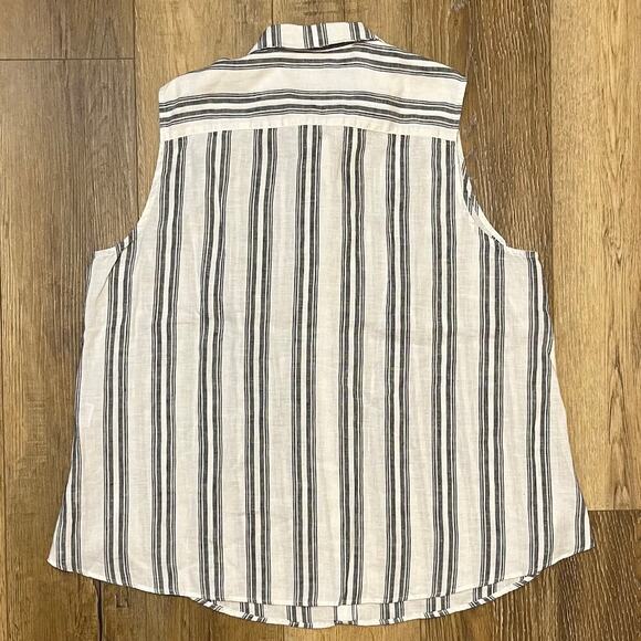 Chico’s No-Iron Linen Sleeveless Striped Tunic White Black Women’s Size 4 XXL - Picture 7 of 9